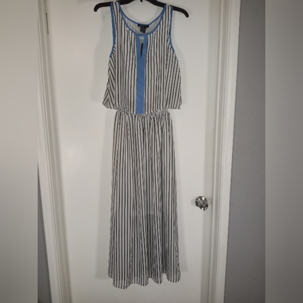 Black and white striped maxi dress
